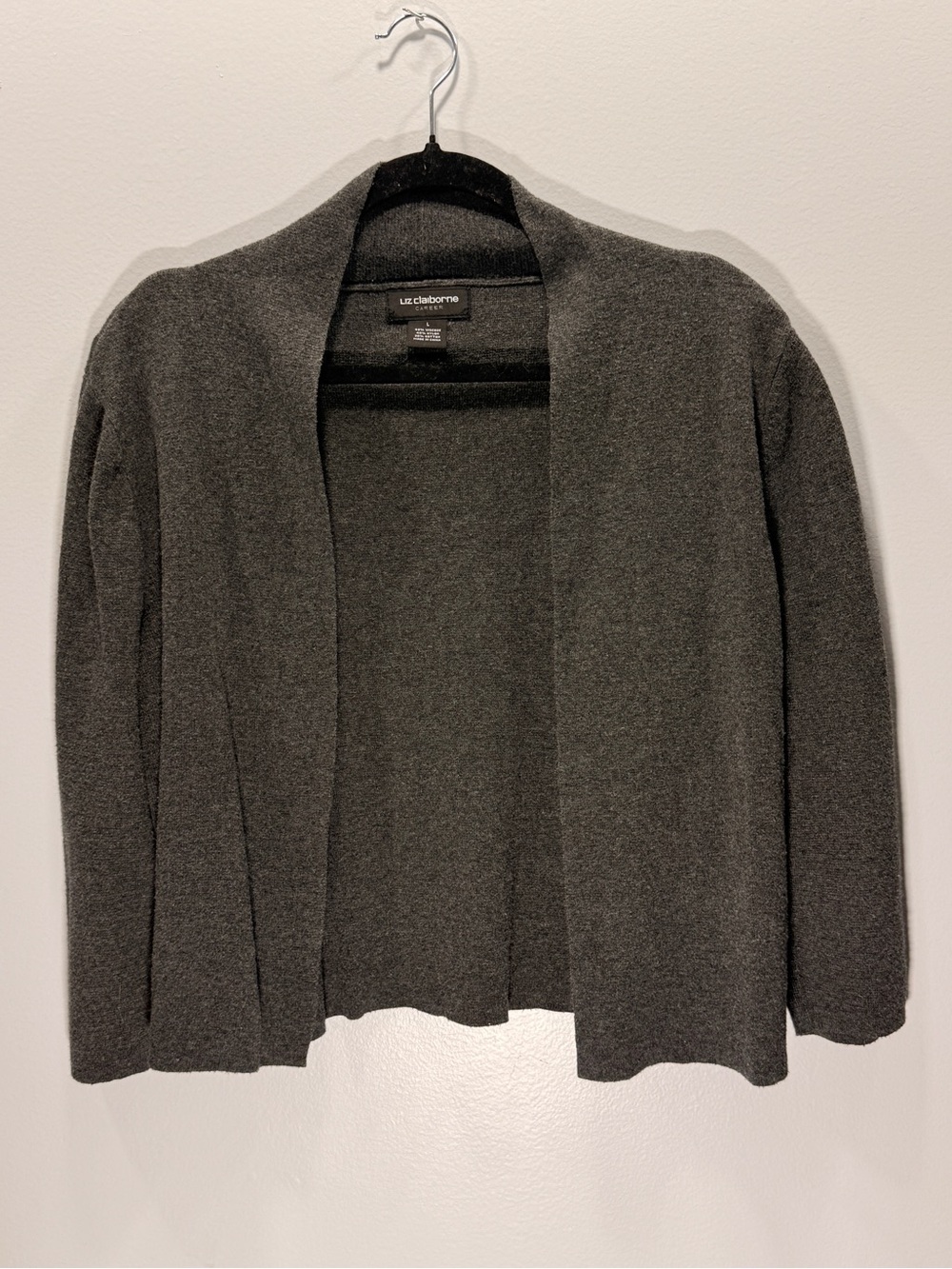 Liz Claiborne Charcoal Open-Front Cardigan